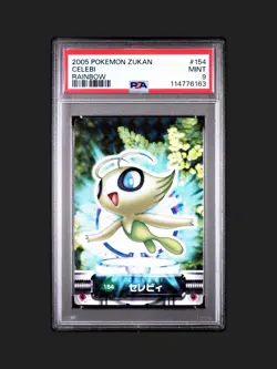 2005 CARDDASS POKEMON ADVANCED GENERATION ZUKAN RAINBOW PRISM #154 CELEBI PSA 9 - Image 2