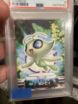 2005 CARDDASS POKEMON ADVANCED GENERATION ZUKAN RAINBOW PRISM #154 CELEBI PSA 9 - Image 4