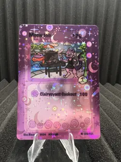 Meow too (Mewtwo) 150/151 - Moon Holo Pokidoki First Edition FanArt Pokemon - Image 1