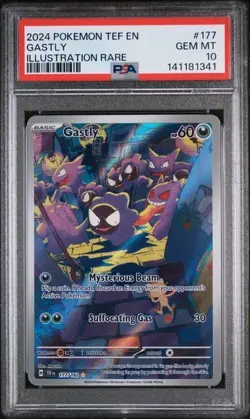 2024 POKEMON TEF EN-TEMPORAL FORCES ILLUSTRATION RARE #177 GASTLY PSA 10 - Image 1
