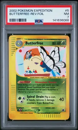 2002 POKEMON EXPEDITION #5 BUTTERFREE-REVERSE FOIL PSA 7 - Image 1