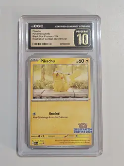 Pokemon TCG Pikachu - 214 (Illustration Contest 2024) CGC Pristine 10 - Image 1