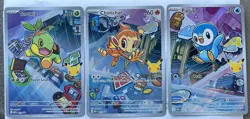 Pokemon First Partner Illustration Rare Turtwig Chimchar Piplup 30th Anniversary - Image 1