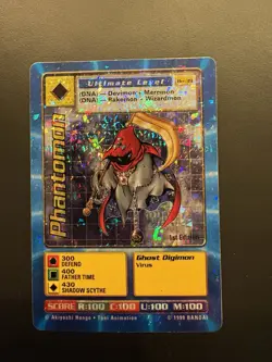 Phantomon Bo-39 Digimon Prism Sticker Card 1st Edition Holo Bandai 1999 - Image 1
