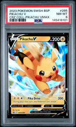 2023 POKEMON SWSH BLACK STAR PROMO #285 PIKACHU V PSA 8 - Image 1