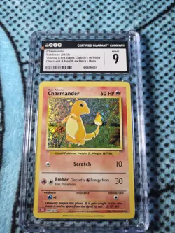 Pokemon Charmander Classic Holo 001/034 50HP Scratch Ember CGC 9 Trading Card - Image 1