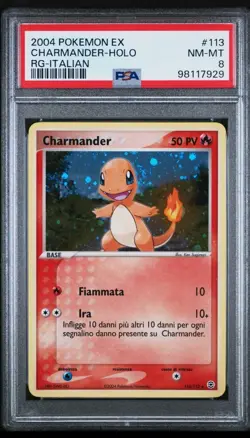 2004 POKEMON EX FIRE RED & LEAF GREEN ITALIAN #113 CHARMANDER-HOLO PSA 8 - Image 1
