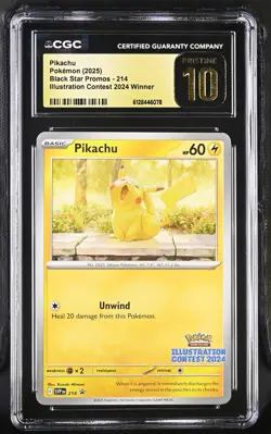 CGC Pristine 10 Pikachu 214 Promo Illustration Contest 2024 Pokemon Card - Image 1