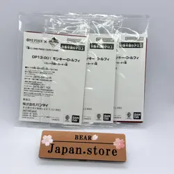3 pieces Monkey D. Luffy Ichiban Kuji OP13-001 Leader Promo One Piece Card set - Image 2