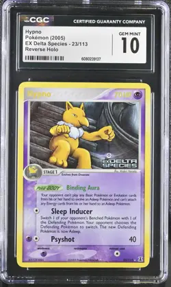 CGC 10 GEM MINT Hypno EX Delta Species 23/113 Reverse Holo Stamped Pokemon Card - Image 1