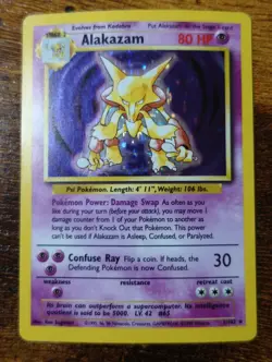 Alakazam 1/102 Base Set Unlimited Holo Rare Pokemon Card PL/DMG^ - Image 1