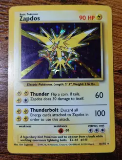 Zapdos 16/102 Base Set Unlimited Holo Rare Pokemon Card LP/MP^ - Image 1