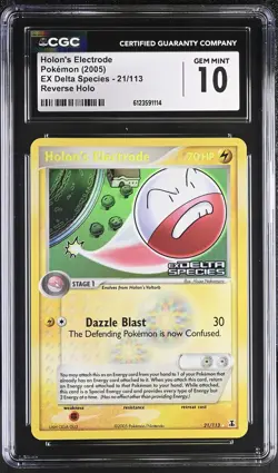 CGC 10 Holon's Electrode Delta Species 21/113 Reverse Holo STAMPED Pokemon Card - Image 1