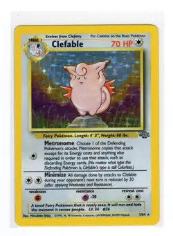 Pokemon TCG Clefable Holo Unlimited Rare Card Jungle Base Set 1/64 - Image 1