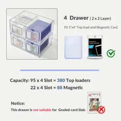DEEIF 4 Drawer Trading Card Storage Box for Toploader & 315 cubic inches - Image 2