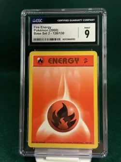 Fire Energy HP 126/130 Base Set 2 Pokemon Card CGC 9 MINT - Image 1