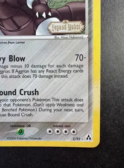 2006 Pokemon EX Legend Maker Aggron Reverse Holo 2/92 Stamped - Image 5