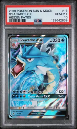 2019 POKEMON SUN & MOON HIDDEN FATES #16 GYARADOS GX PSA 10 - Image 1