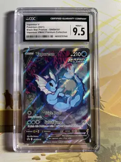 Pokemon 2021 Vaporeon V SWSH181 Black Star Promos Promo FULL ART CGC 9.5 MINT + - Image 1
