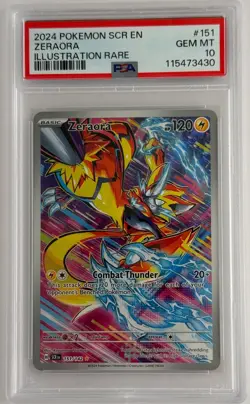 Pokemon TCG Stellar Crown Zeraora Illustration Rare 151/142 PSA 10 Gem Mint - Image 1