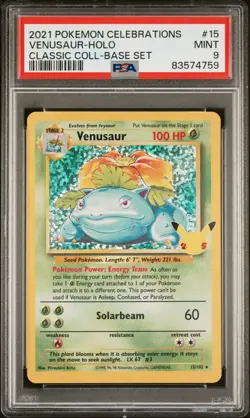 PSA 9 2021 POKEMON CELEBRATIONS CLASSIC COLLECTION 15 VENUSAUR HOLO - Image 1