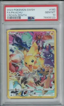 PSA 10 Pikachu 160 Full Art SWSH Crown Zenith Pokemon 2023 - Image 1