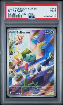 2024 POKEMON SCR EN-STELLAR CROWN ILLUSTRATION RARE #143 BULBASAUR PSA 9 - Image 1