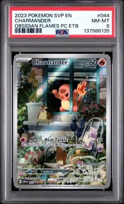 2023 POKEMON OBSIDIAN FLAMES POKEMON CENTER ETB PROMO SVP #044 CHARMANDER PSA 8 - Image 1