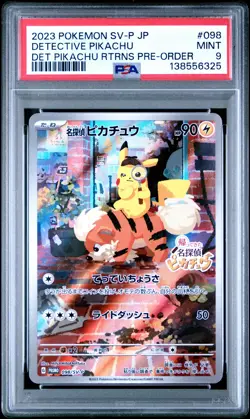 2023 POKEMON JPN SV-P PROMO #098 DETECTIVE PIKACHU PSA 9 - Image 1