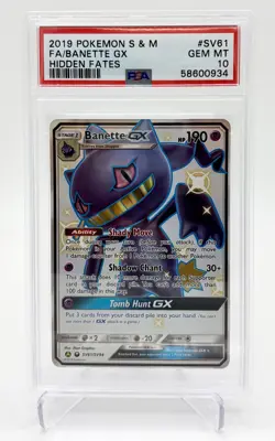 2019 POKEMON SUN & MOON HIDDEN FATES #SV61 FULL ART BANETTE GX PSA 10 GEM MINT - Image 1