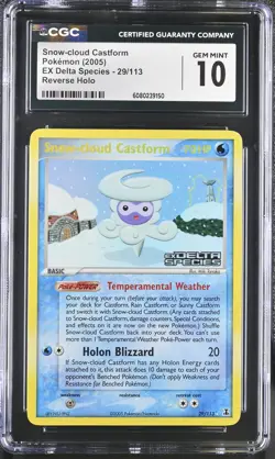 CGC 10 Snow-cloud Castform EX Delta Species 29/113 Reverse Holo Stamped Pokemon - Image 1