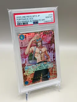 One Piece CCG Portgas.D.Ace Japanese Red Manga Alternate Art OP13-119 PSA 10 - Image 3