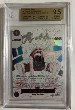One Piece TCG Fist of Divine Speed OP11-080 Gear Two ALT ART BGS 9.5 - Image 1