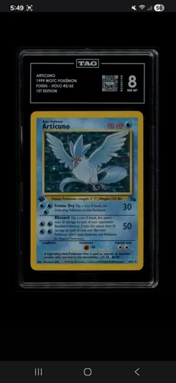 Articuno Fossil 1st Edition Holo Rare TAG 8 2/62 1999 Card - Image 1