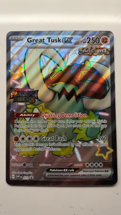 JUMBO Great Tusk ex #072 (Paldean Fates Stamp) Oversized Black Star Promo Card - Image 1
