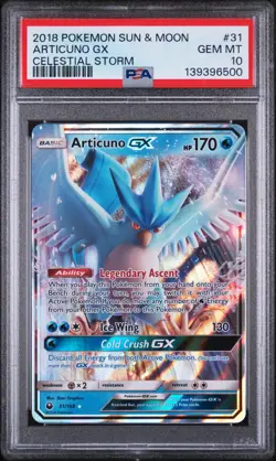 2018 POKEMON SUN & MOON CELESTIAL STORM #31 ARTICUNO GX PSA 10 - Image 1