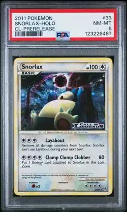 Pokemon: Snorlax PRERELEASE #33/95 Holo Rare Call Of Legends 2011 Stamped -PSA 8 - Image 1