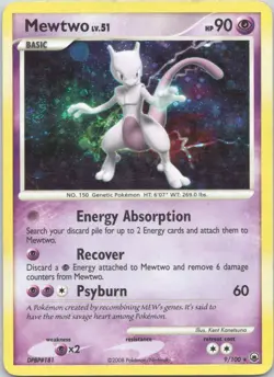2008 Diamond & Pearl - Majestic Dawn Mewtwo RARE HOLO SWIRL #9 - Image 1