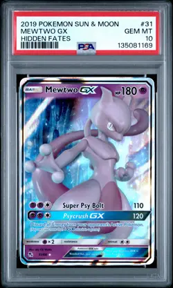 2019 POKEMON SUN & MOON HIDDEN FATES #31 MEWTWO GX PSA 10 - Image 1