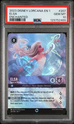 2023 DISNEY LORCANA EN 1-THE FIRST CHAPTER #207 ELSA - SPIRIT OF WINTER PSA 10 - Image 1