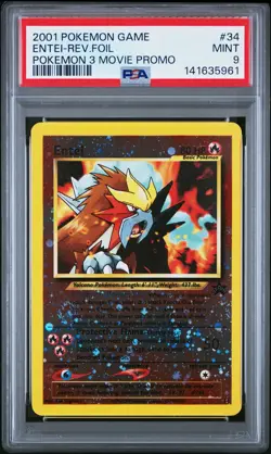 2001 POKEMON GAME MOVIE POKEMON 3 MOVIE PROMO #34 ENTEI-REVERSE FOIL PSA 9 - Image 1