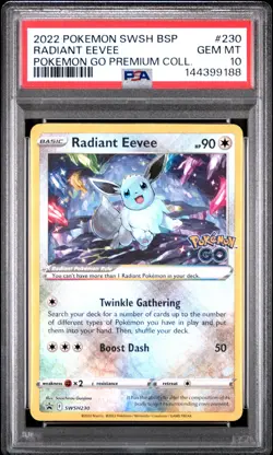Radiant Eevee #230 2022 Pokemon Swsh Black Star Promo Pokemon Go PSA 10 250001 - Image 1