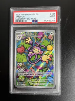 Pokemon TCG Ambipom Illustration Rare 107/094 Holo PSA 9 Phantasmal Flames 2025 - Image 1