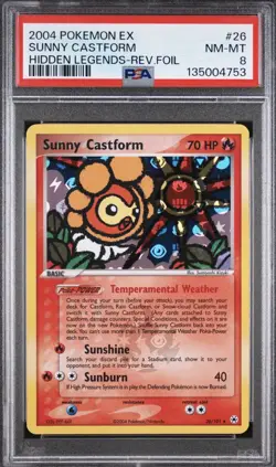 2004 POKEMON EX HIDDEN LEGENDS - REVERSE HOLO #26/101 SUNNY CASTFORM PSA 8 - Image 1