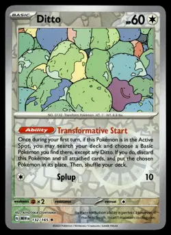DITTO [FOIL] - 132/165 - POKEMON 151 MEW-EN REVERSE ENGLISH - NM - Image 1