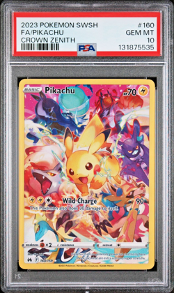 2023 POKEMON SWORD AND SHIELD CROWN ZENITH 160 FULL ART/PIKACHU PSA 10 - Image 1