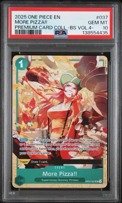 2025 ONE PIECE PREM. CARD COLL. BEST SELECTION VOL.4 #037 MORE PIZZA!! PSA 10 - Image 1