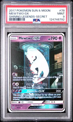 2017 POKEMON SUN & MOON SHINING LEGENDS SECRET #78 MEWTWO GX PSA 9 - Image 1
