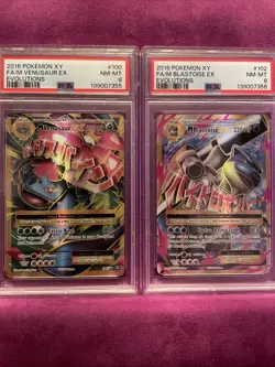 Pokemon 2016 XY Evolutions M Venusaur Blastoise EX Full Art Sequential PSA 8 - Image 1