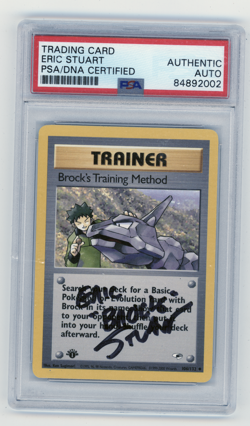PSA Signed Eric Stuart Pokemon Brock's Training Method Gym Heroes 1st Ed 106/132 - Image 1